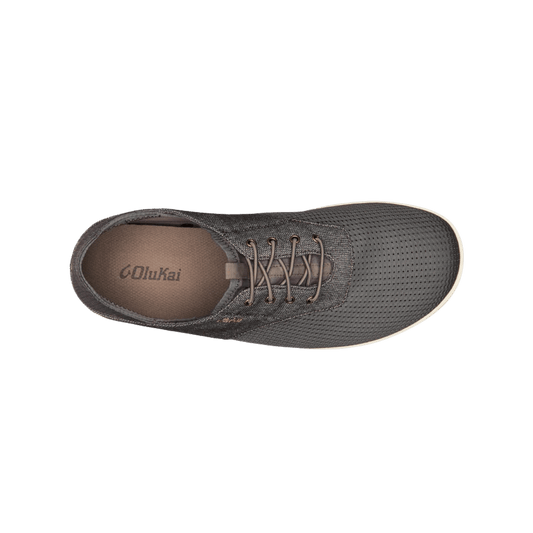 OLUKAI NOHEA MOKU LACE SHOE- CHARCOAL/CLAY - TOP DOWN VIEW