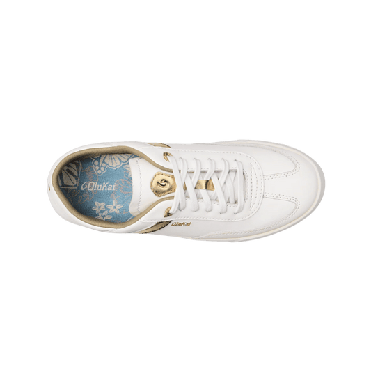 OLUKAI HA'UPU LEATHER SNEAKERS - WHITE - TOP VIEW