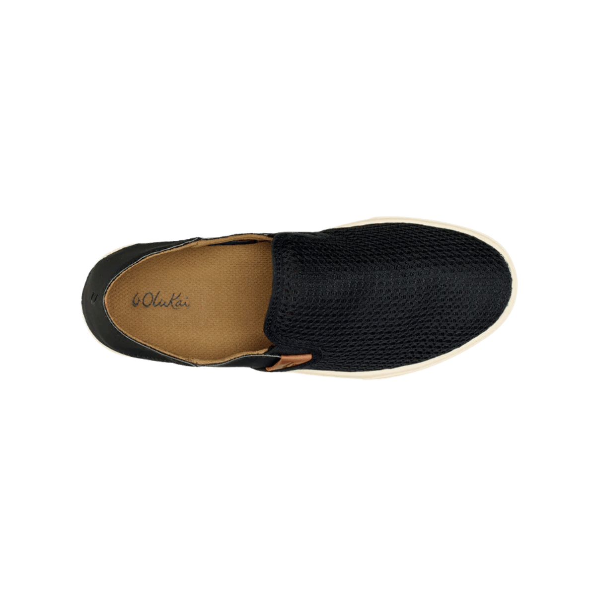 OLUKAI PEHUEA SLIP-ON  SHOES - BLACK - TOP VIEW