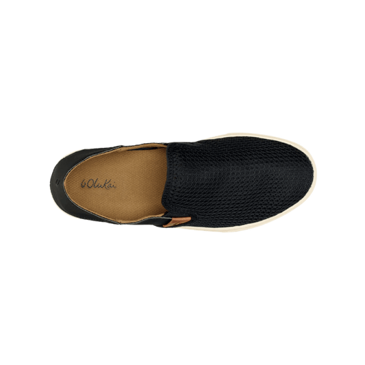OLUKAI PEHUEA SLIP-ON  SHOES - BLACK - TOP VIEW
