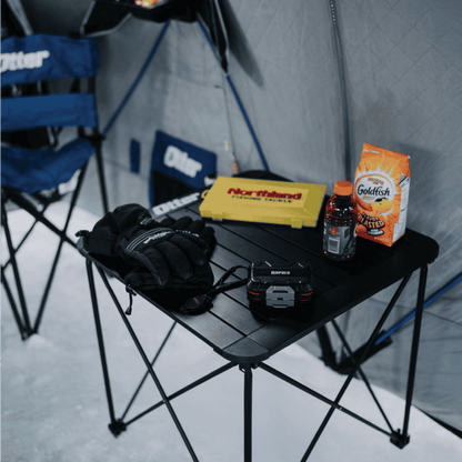 OTTER OUTDOORS DELUXE ALUMINUM ROLL TOP TABLE - LIFESTYLE IMAGE 2