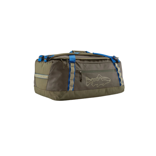 PATAGONIA BLACK HOLE DUFFEL 55L GREEN W/ FITZ TROUT