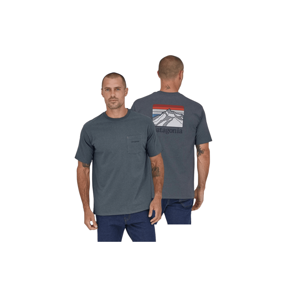 PATAGONIA LINE LOGO RIDGE POCKET TEE PLUME GREY