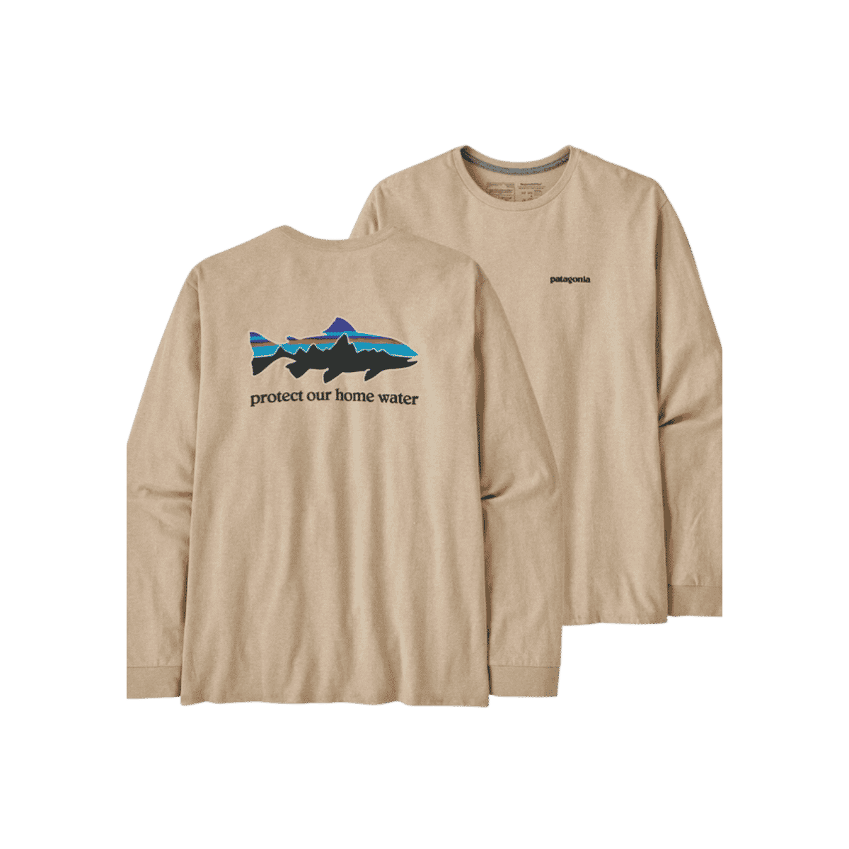 PATAGONIA LS HOME WATER TROUT TEE OAR TAN