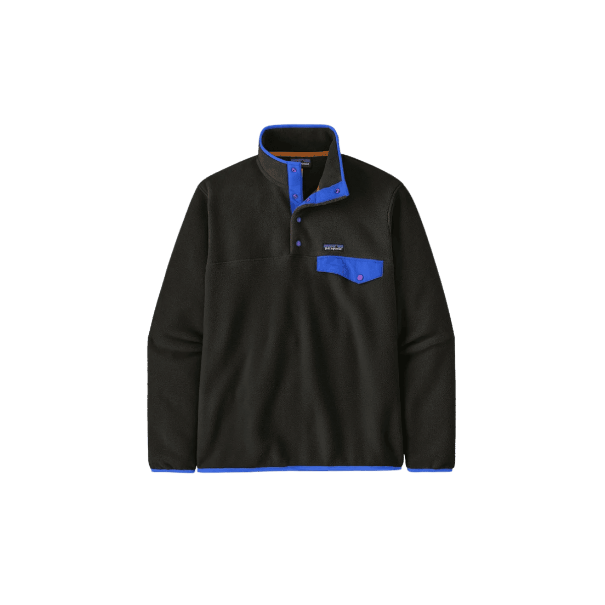 PATAGONIA LW SYNCH SNAP T PULLOVER BLACK WITH P6 BLUE