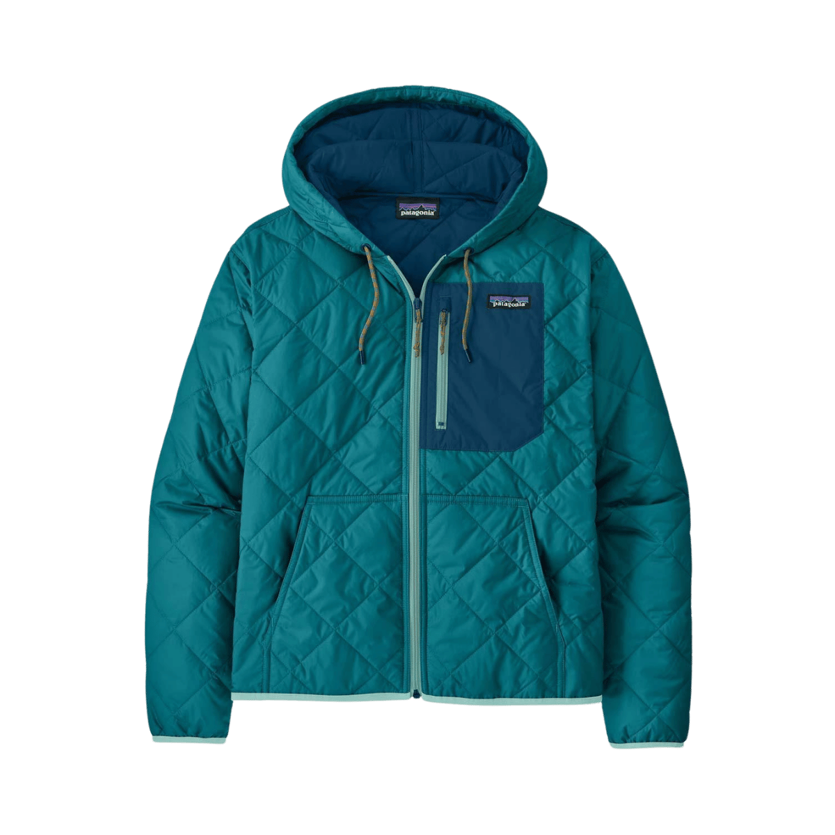 PATAGONIA W DIAMOND QUILTED BOMBER HOODY BELAY BLUE
