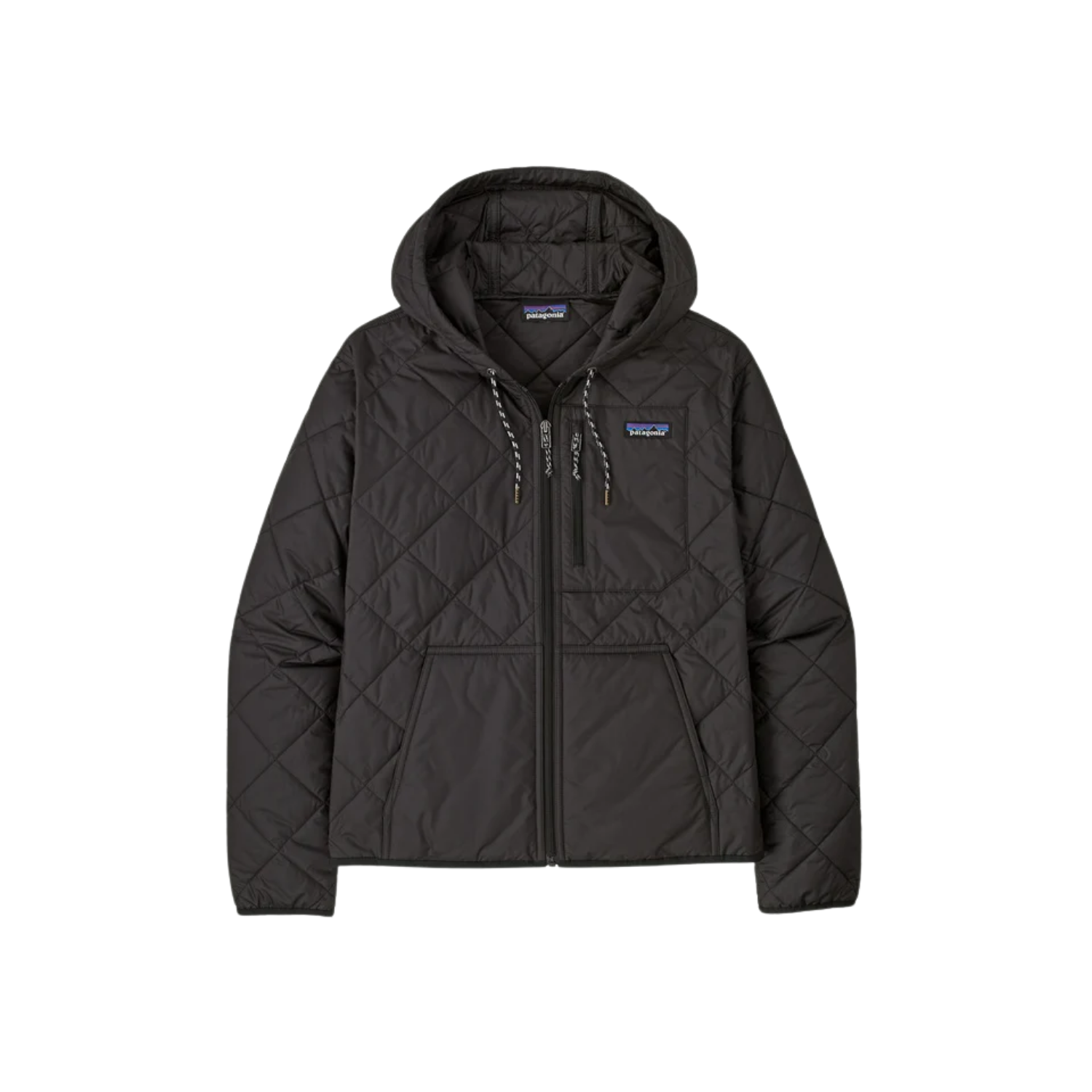 PATAGONIA W DIAMOND QUILTED BOMBER HOODY BLACK BLACK