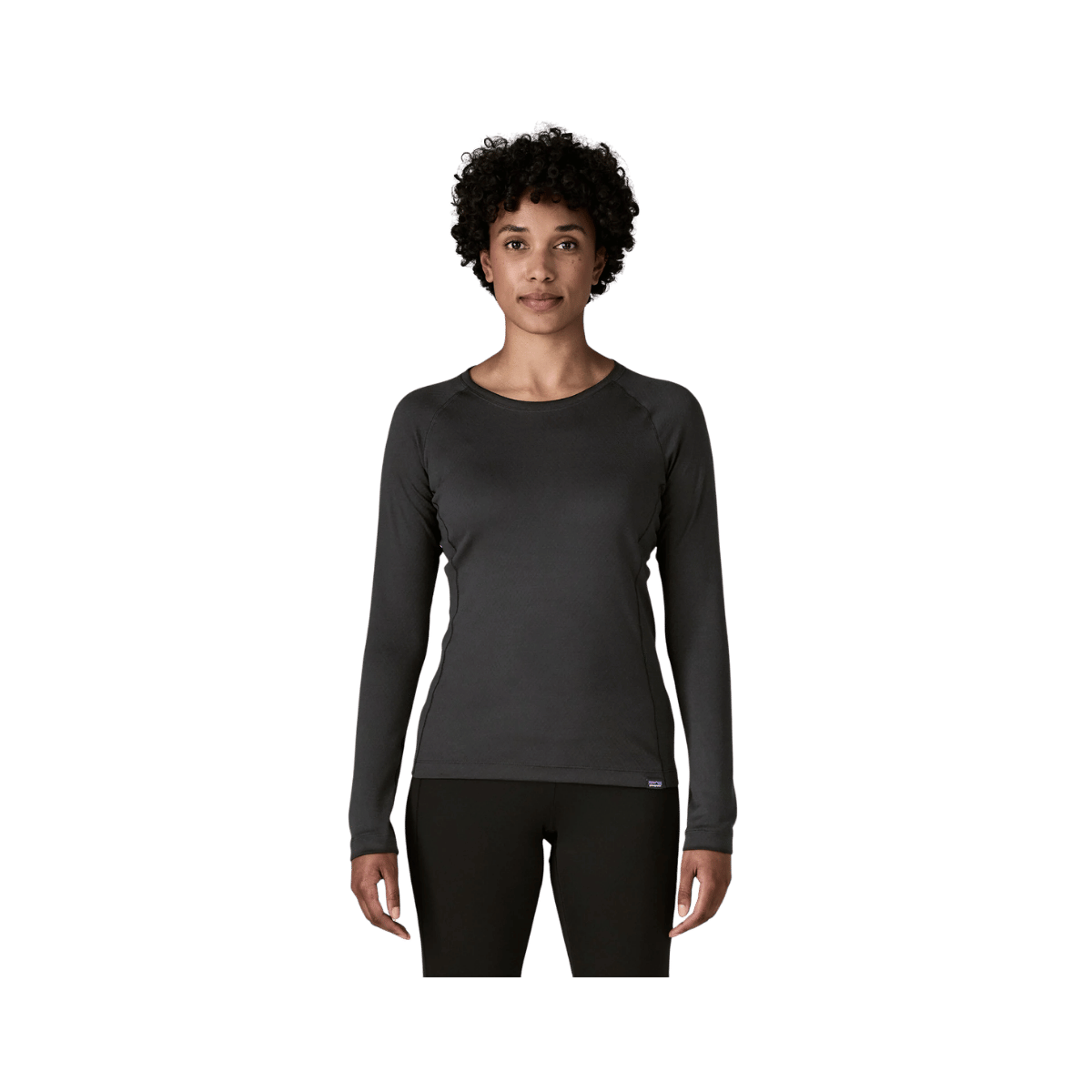 PATAGONIA WOMEN'S CAPILENE MIDWEIGHT CREW, XS, SM, MD, LG, XL, BLACK, FRONT ANGLE FIT