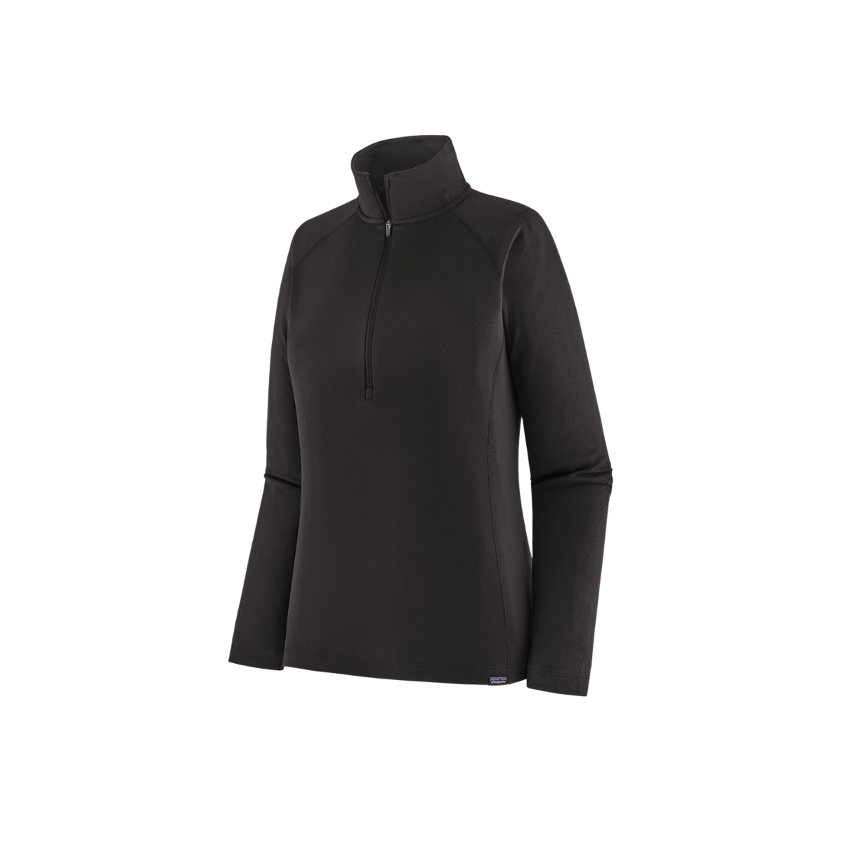 PATAGONIA WOMEN'S CAPILENE MIDWEIGHT ZIP-NECK, SM, MD, LG, XL, BLACK, FRONT ANGLE