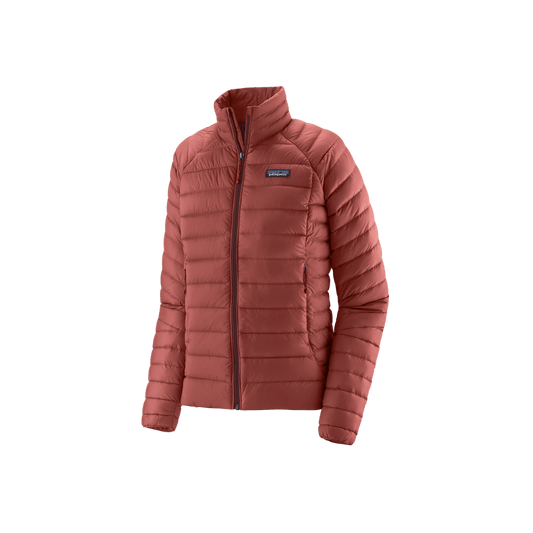 PATAGONIA WOMEN'S DOWN SWEATER, POTTERS RED, FRONT ANGLE, SM, MD, LG, XL