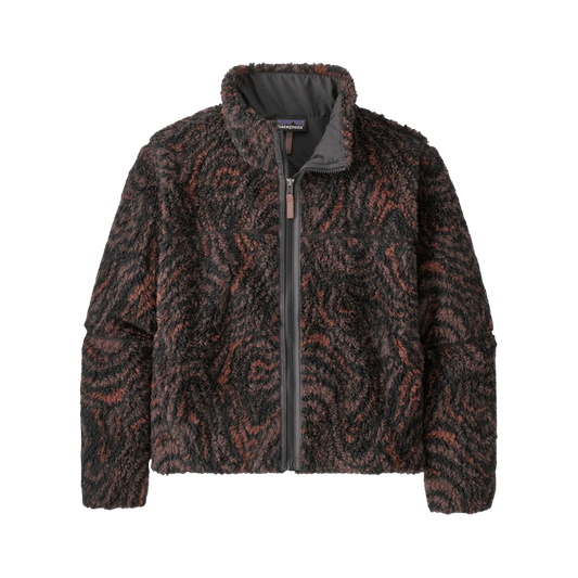 PATAGONIA WOMEN'S LUNAR DUSK JACKET, OAK WAVES INK BLACK, FRONT ANGLE, SM, MD, LG, XL