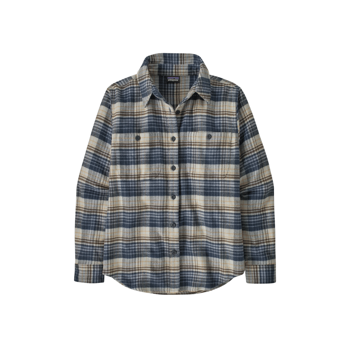 PATAGONIA WOMEN'S ORGANIC CTN MW FJORD FLANNEL, SM, MD, LG, XL, BLUE, FRONT ANGLE
