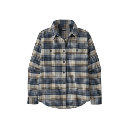 PATAGONIA WOMEN'S ORGANIC CTN MW FJORD FLANNEL, SM, MD, LG, XL, BLUE, FRONT ANGLE