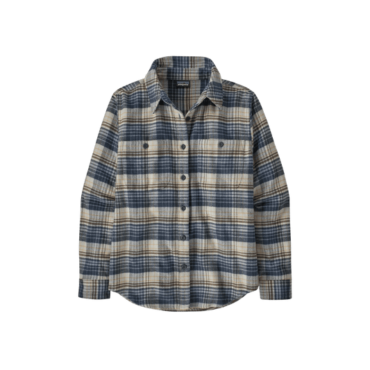 PATAGONIA WOMEN'S ORGANIC CTN MW FJORD FLANNEL, SM, MD, LG, XL, BLUE, FRONT ANGLE