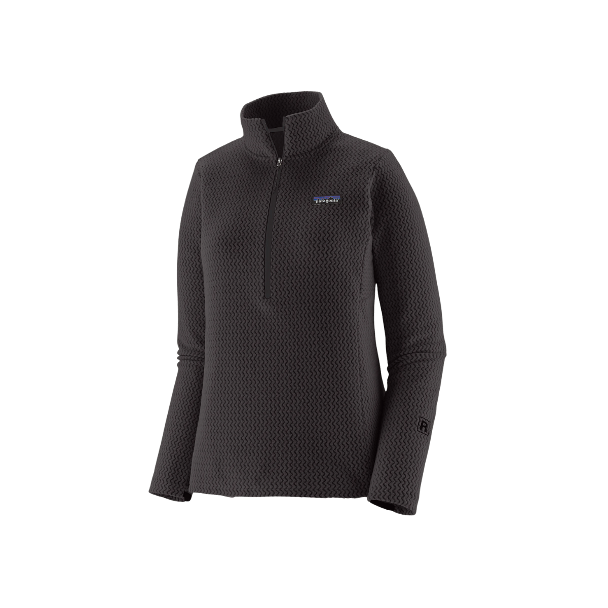 PATAGONIA WOMEN'S R1 AIR ZIP NECK, BLACK, FRONT ANGLE, SM, MD, LG, XL