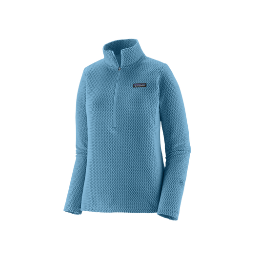 PATAGONIA WOMEN'S R1 AIR ZIP NECK, SHORE BLUE, FRONT ANGLE, SM, MD, LG, XL
