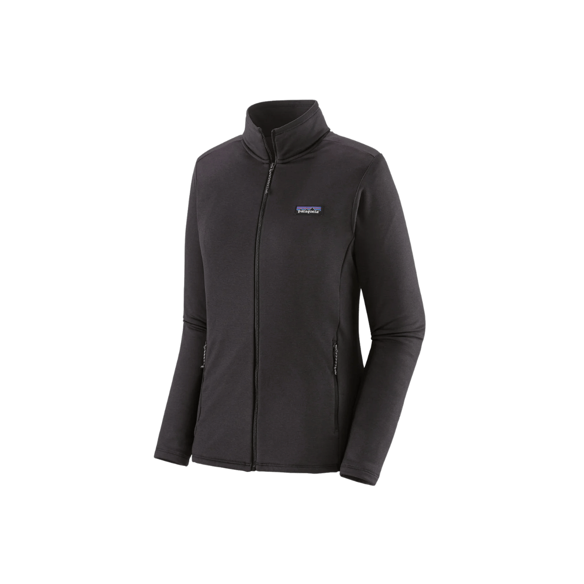 PATAGONIA WOMEN'S R1 DAILY JACKET, INK BLACK, FRONT ANGLE, XS, SM, MD, LG, XL
