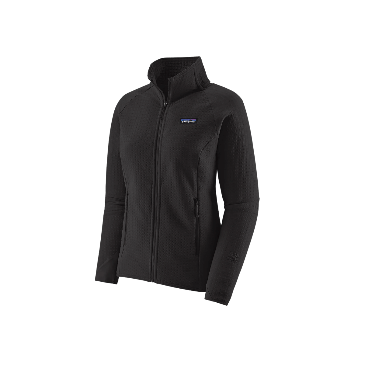 PATAGONIA WOMEN'S R2 TECHFACE JACKET, BLACK, FRONT ANGLE, SM, MD, LG, XL