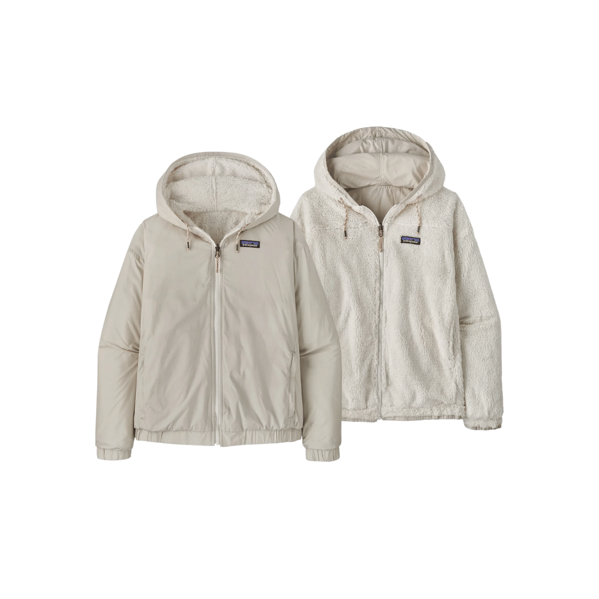 PATAGONIA WOMEN'S REVERSIBLE CAMBRIA JACKET, DINO WHITE, FRONT ANGLE, SM, MD, LG