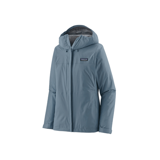 PATAGONIA WOMEN'S TORRENTSHELL 3L JACKET, LIGHT PLUME GREY, FRONT ANGLE, SM, MD, LG, XL