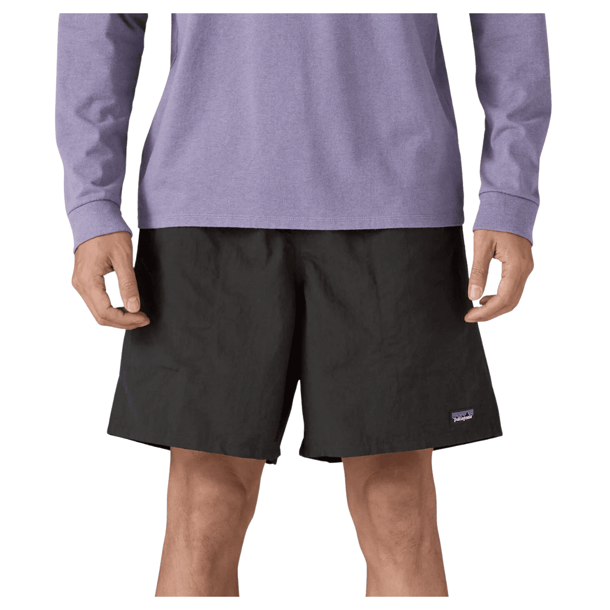 PATAGONIA MEN'S BAGGIES LONGS 7" INSEAM SHORT - BLACK - FRONT VIEW WW