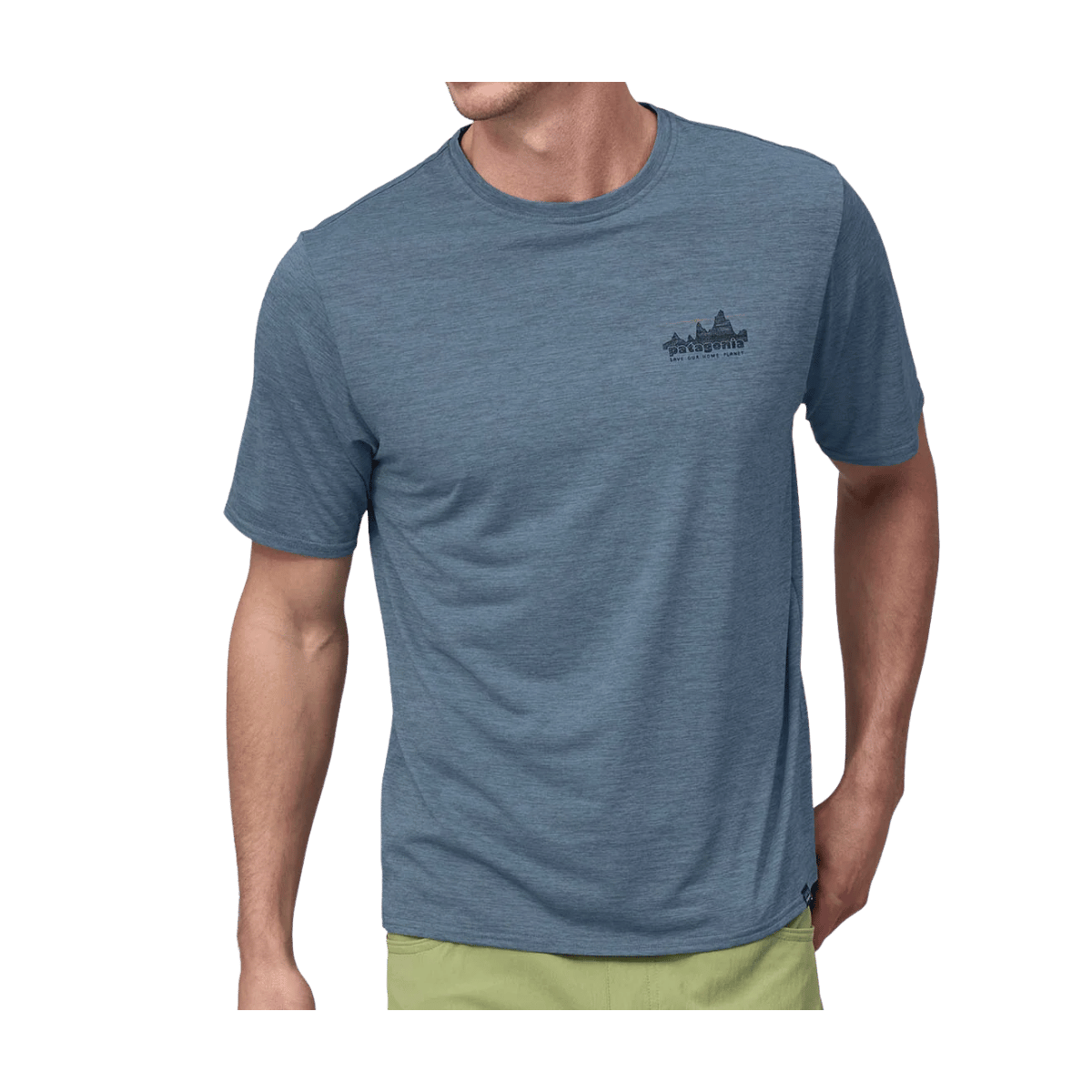 PATAGONIA CAPILENE COOL DAILY GRAPH SHIRT - SIENNA CLAY - UTILITY BLUE WW FRONT