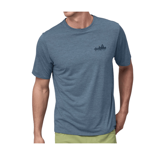 PATAGONIA CAPILENE COOL DAILY GRAPH SHIRT - SIENNA CLAY - UTILITY BLUE WW FRONT