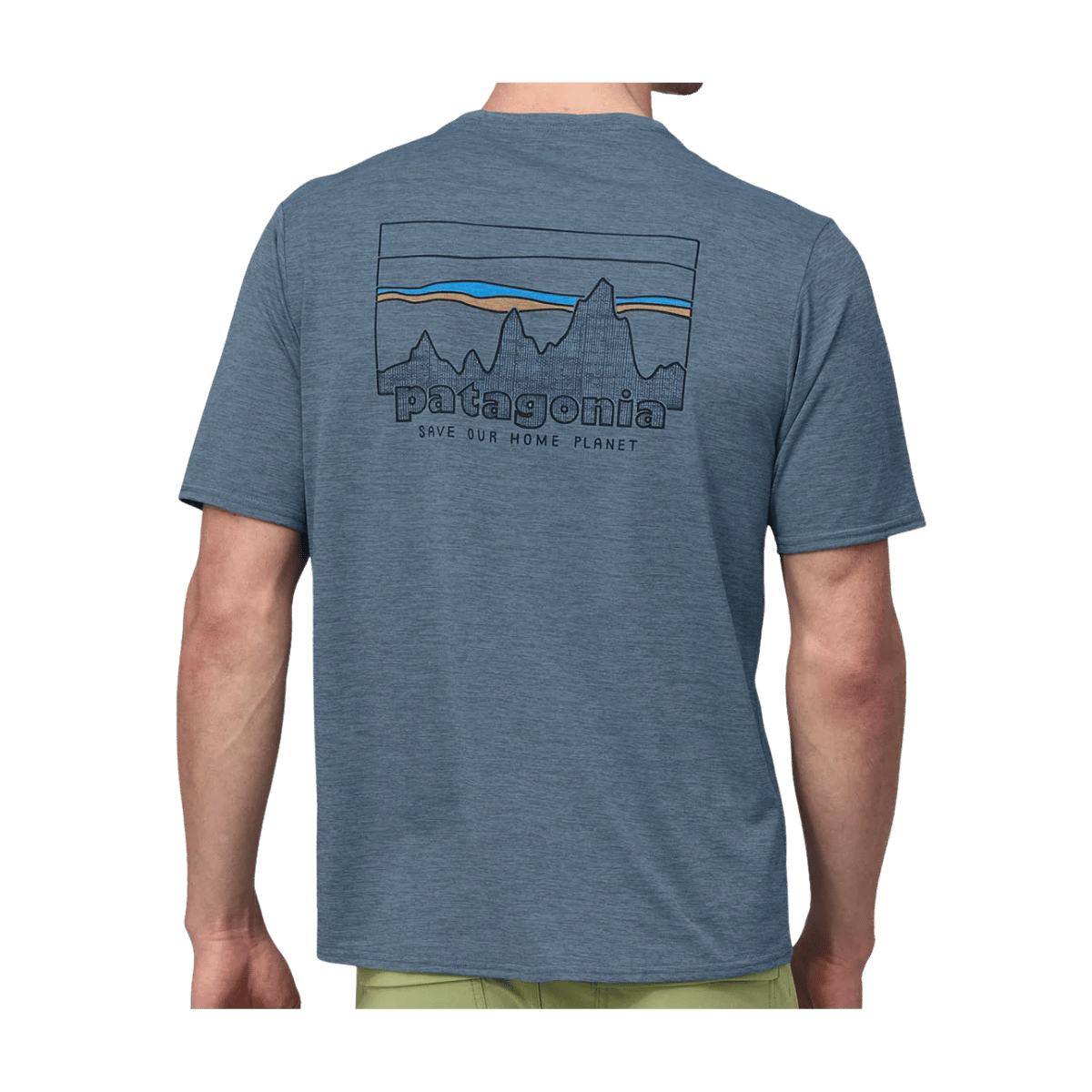 PATAGONIA CAPILENE COOL DAILY GRAPH SHIRT - SIENNA CLAY - UTILITY BLUE WW BACK 