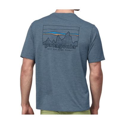 PATAGONIA CAPILENE COOL DAILY GRAPH SHIRT - SIENNA CLAY - UTILITY BLUE WW BACK 