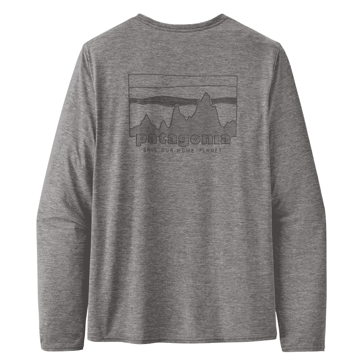 PATAGONIA MEN'S LONG-SLEEVED CAPILENE COOL DAILY GRAPHIC SHIRT - FEATHER GRAY - BACK VIEW 