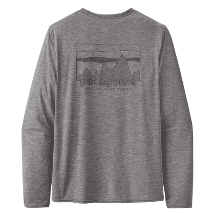 PATAGONIA MEN'S LONG-SLEEVED CAPILENE COOL DAILY GRAPHIC SHIRT - FEATHER GRAY - BACK VIEW 