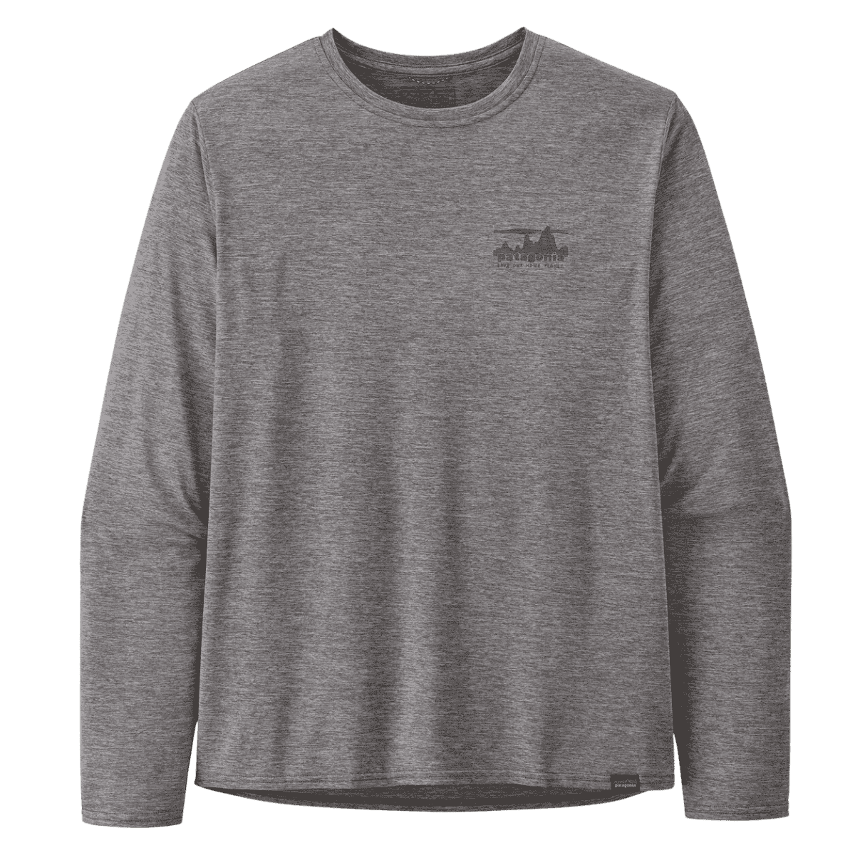 PATAGONIA MEN'S LONG-SLEEVED CAPILENE COOL DAILY GRAPHIC SHIRT - FEATHER GRAY - FRONT VIEW 