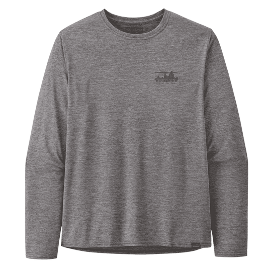 PATAGONIA MEN'S LONG-SLEEVED CAPILENE COOL DAILY GRAPHIC SHIRT - FEATHER GRAY - FRONT VIEW 