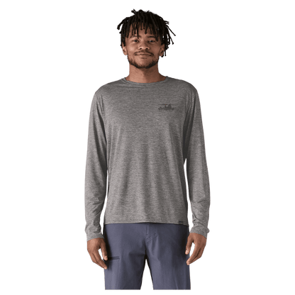 PATAGONIA MEN'S LONG-SLEEVED CAPILENE COOL DAILY GRAPHIC SHIRT - FEATHER GRAY - FRONT VIEW WW