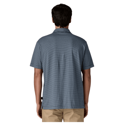 PATAGONIA MEN'S DAILY COTTON POLO SHIRT - FATHOM STRIPE / NEW NAVY - BACK VIEW WW