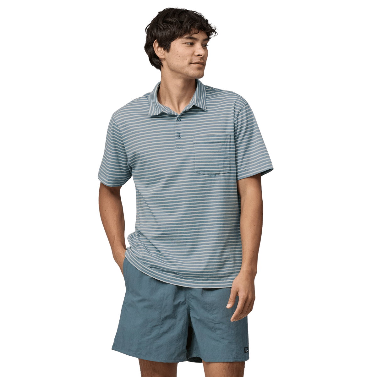 PATAGONIA DAILY POLO - HIGHLIGHT: LIGHT PLUME GREY WW FRONT