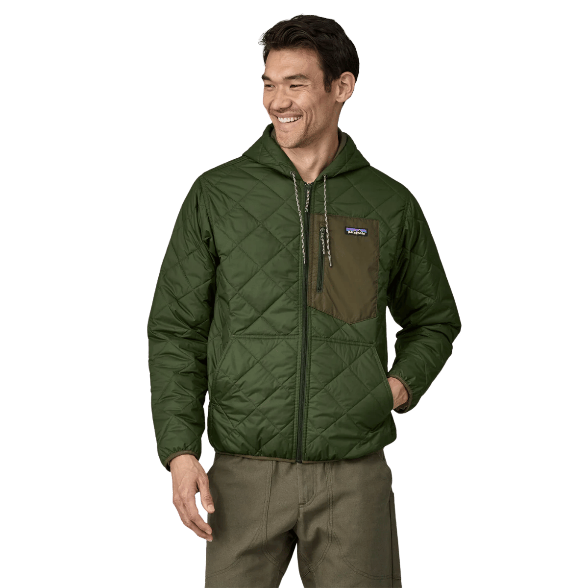 PATAGONIA DIAMOND QUILTED BOMBER HOODY - TORREY PINE GREEN