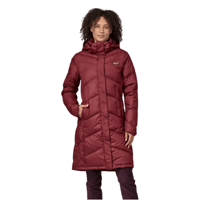 PATAGONIA WOMEN'S KNEE-LENGTH DOWN WITH IT PARKA - CARMINE RED- FRONT VIEW WW