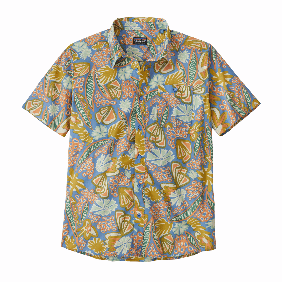 PATAGONIA GO TO SHIRT - FLOURISH: ABUNDANT BLUE FRONT