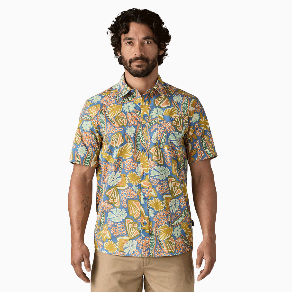 PATAGONIA GO TO SHIRT - FLOURISH: ABUNDANT BLUE WW FRONT