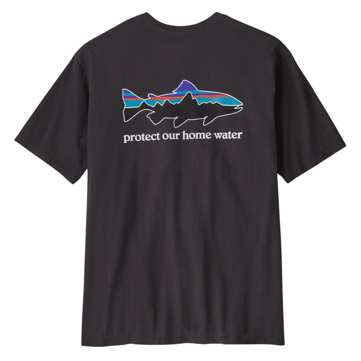 PATAGONIA MEN'S HOME WATER TROUT ORGANIC T-SHIRT - INK BLACK - BACK VIEW 