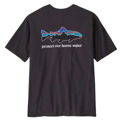 PATAGONIA MEN'S HOME WATER TROUT ORGANIC T-SHIRT - INK BLACK - BACK VIEW 