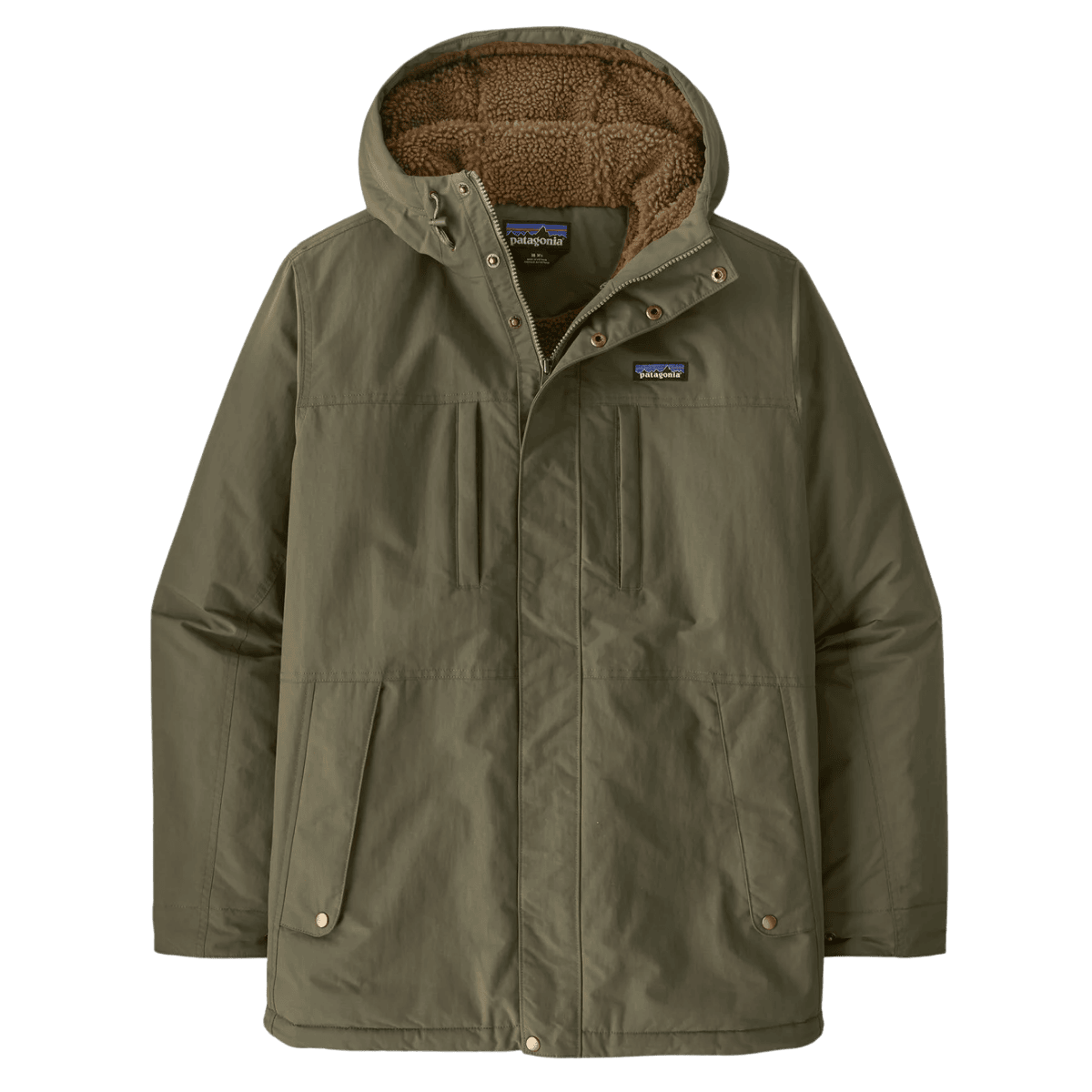 PATAGONIA MEN'S ISTHMUS PARKA HOODED JACKET - BASIN GREEN - FRONT VIEW