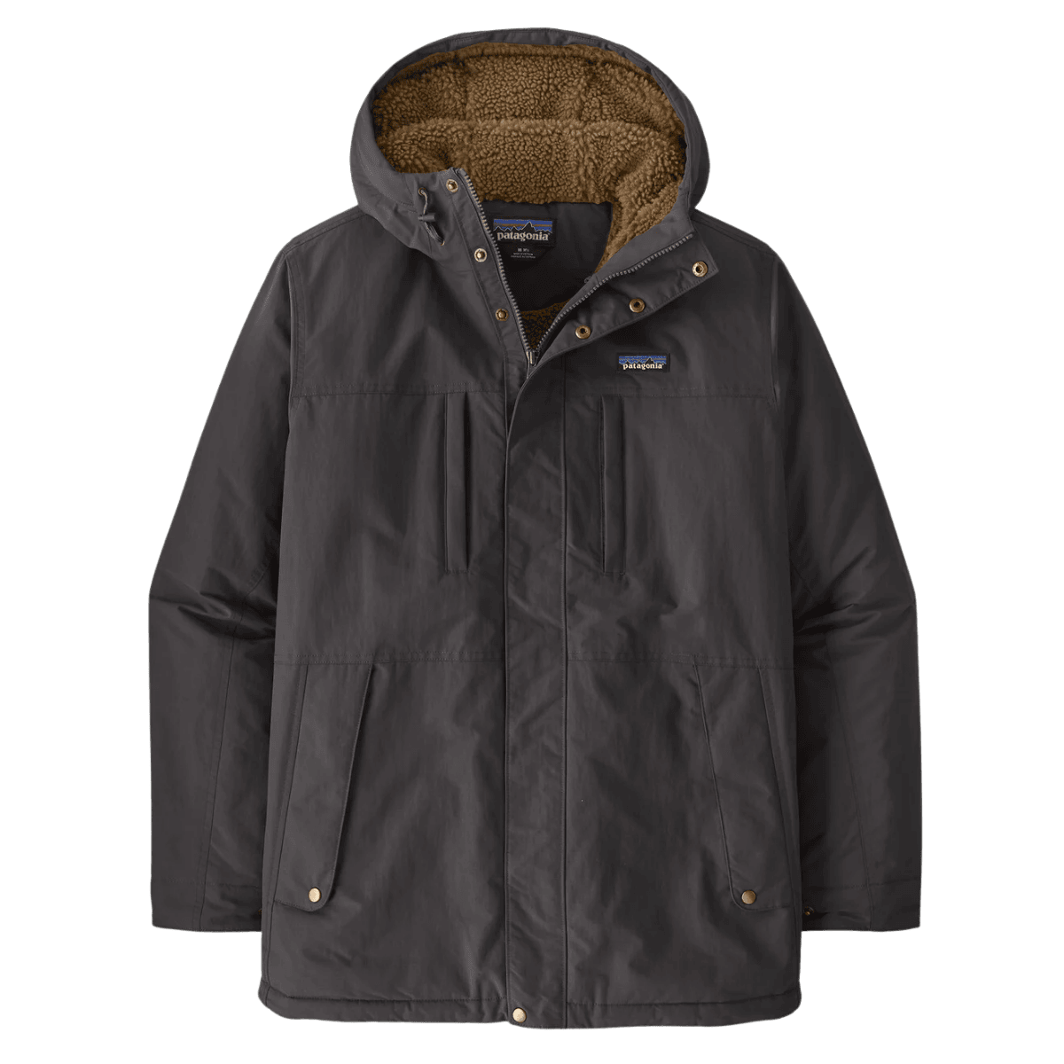 PATAGONIA MEN'S ISTHMUS PARKA HOODED JACKET - INK BLACK - FRONT VIEW