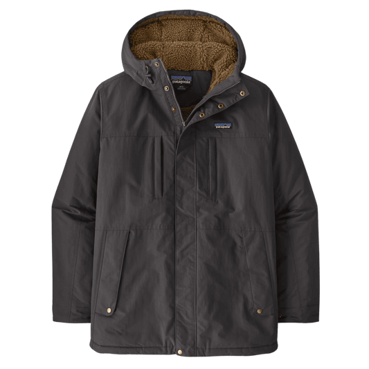 PATAGONIA MEN'S ISTHMUS PARKA HOODED JACKET - INK BLACK - FRONT VIEW