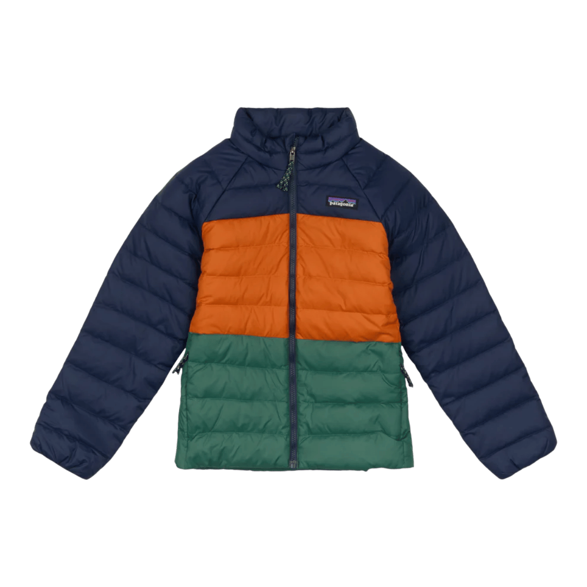 PATAGONIA KIDS DOWN SWEATER -NEW NAVY/RUST FRONT