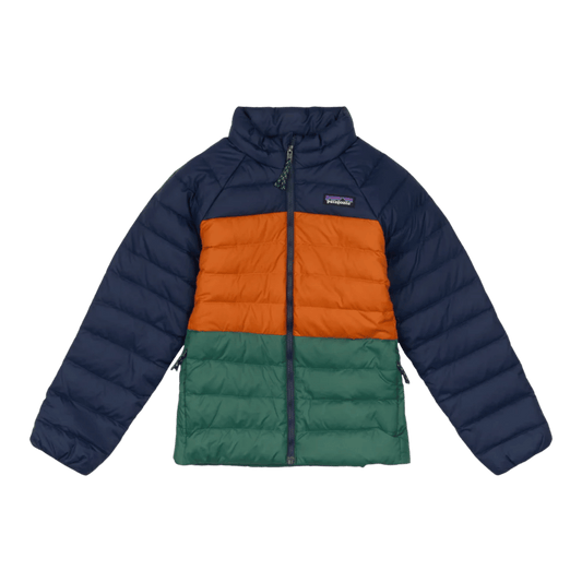 PATAGONIA KIDS DOWN SWEATER -NEW NAVY/RUST FRONT