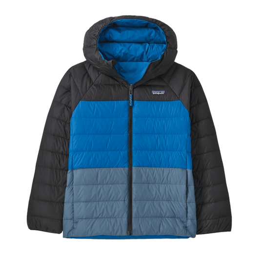 PATAGONIA KID'S REVERSIBLE DOWN SWEATER HOODY - ENDLESS BLUE FRONT