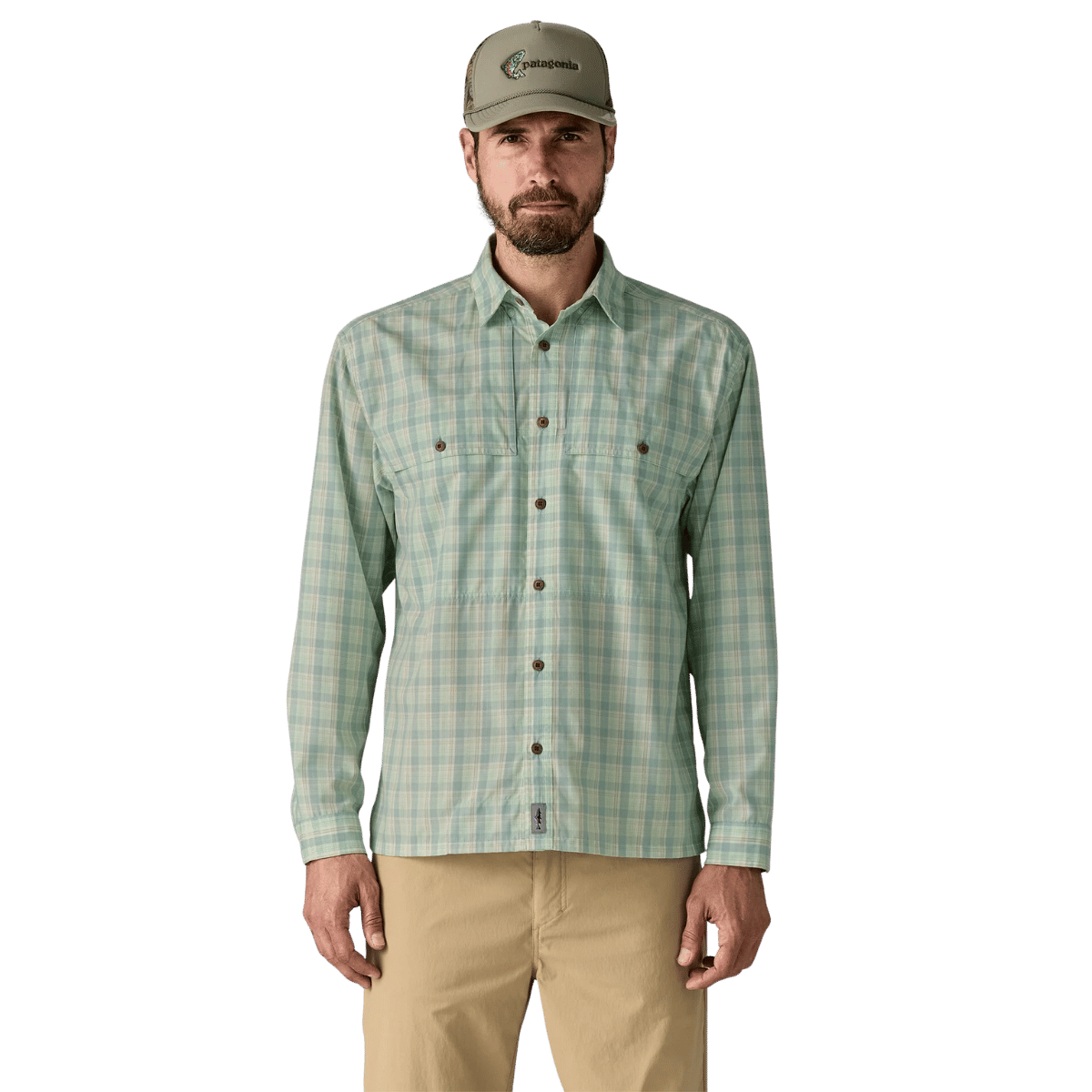 PATAGONIA LONGSLEEVE ISLAND HOPPER SHIRT - DIPPER: RINSED GREEN WW FRONT