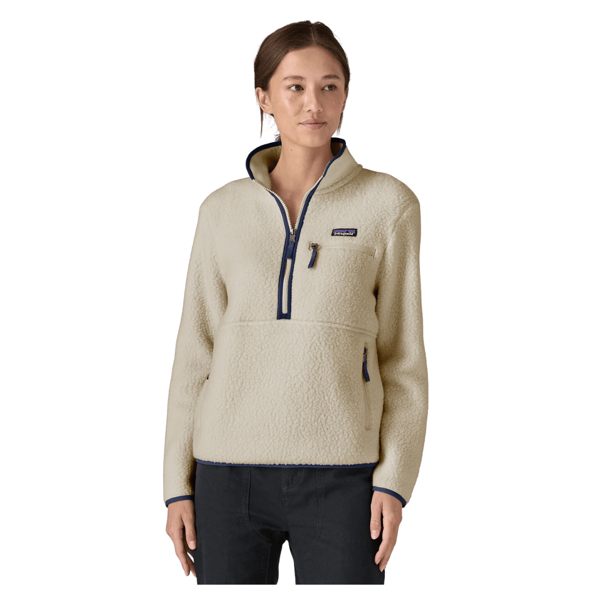 PATAGONIA WOMEN'S RETRO PILE MARSUPIAL PULLOVER - NATURAL - FRONT VIEW WW